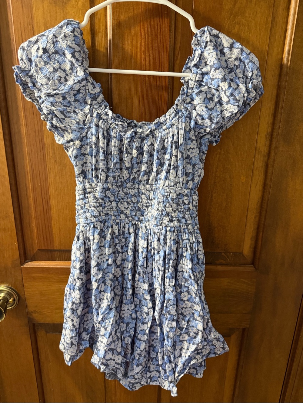 Hollister Light Blue Floral Smocked Dress